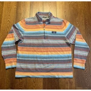LL Bean‎ Sweater Men M Comfort stretch pique 1/4 Zip pullover long sleeve Stripe